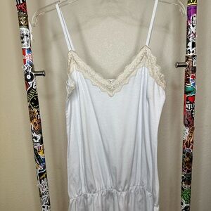 Y2K Hot Tempered White Lace Trim Tank Top
